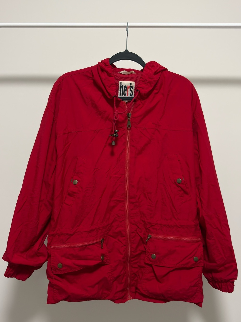 Vintage 90s Her's by Rontex International Red Hooded Windbreaker Jacket